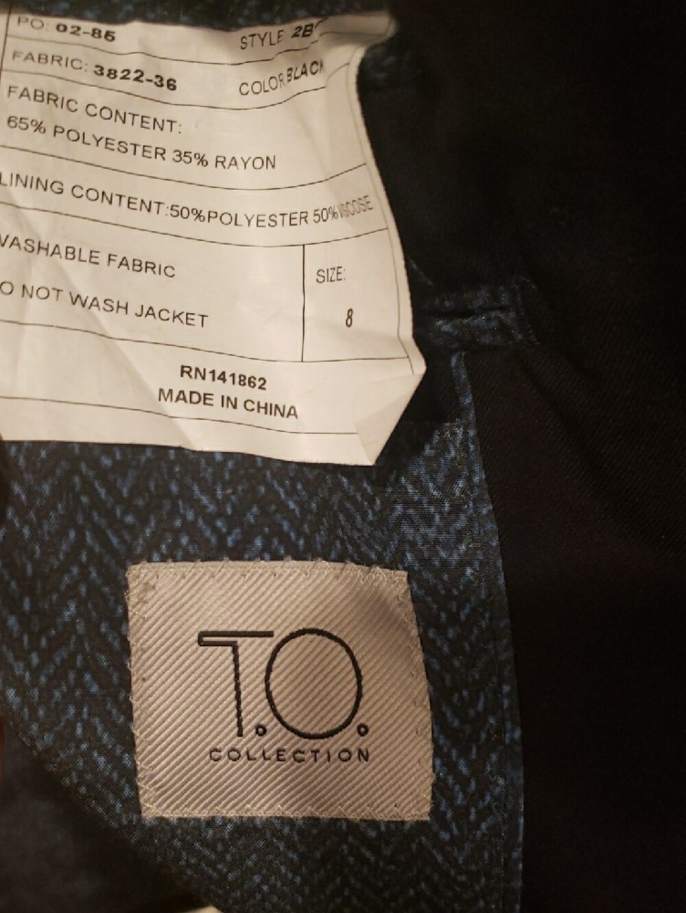 2 Boys' T.O.  2-Button Blazer - Classic  1 Black 1 Navy Tailored Style - Picture 3 of 9